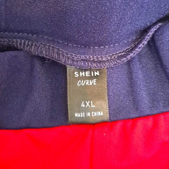 Shein Blue and Red Plus Size Wide Leg Block Colored Curve Pant - Picture 3 of 3